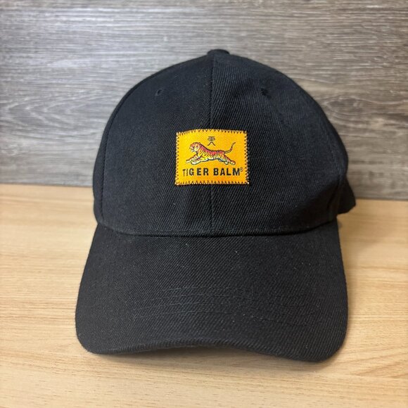 Tiger Balm Hat Cap Strap Back Black Logo Adjustable - Picture 1 of 9